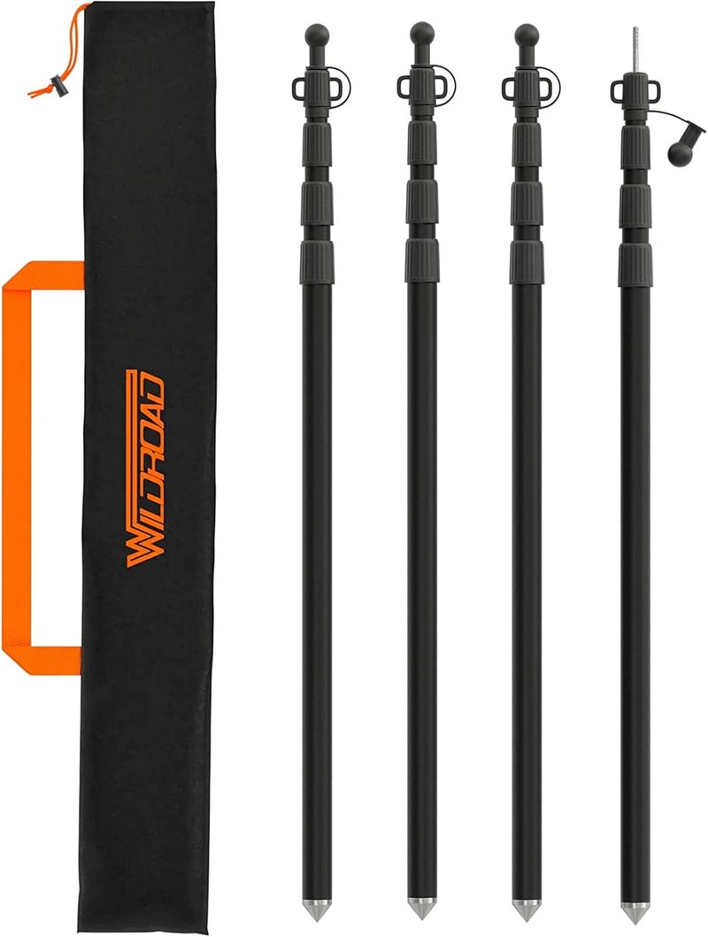 Wildroad Tarp Poles Tent Poles Canopy Poles 8.37 ft, Telescoping Aluminum Poles with Non-Slip Aluminum Cone Bottom, Portable and Lightweight Camping Gear for Camping and Awnings, Set of 4 - Image 1